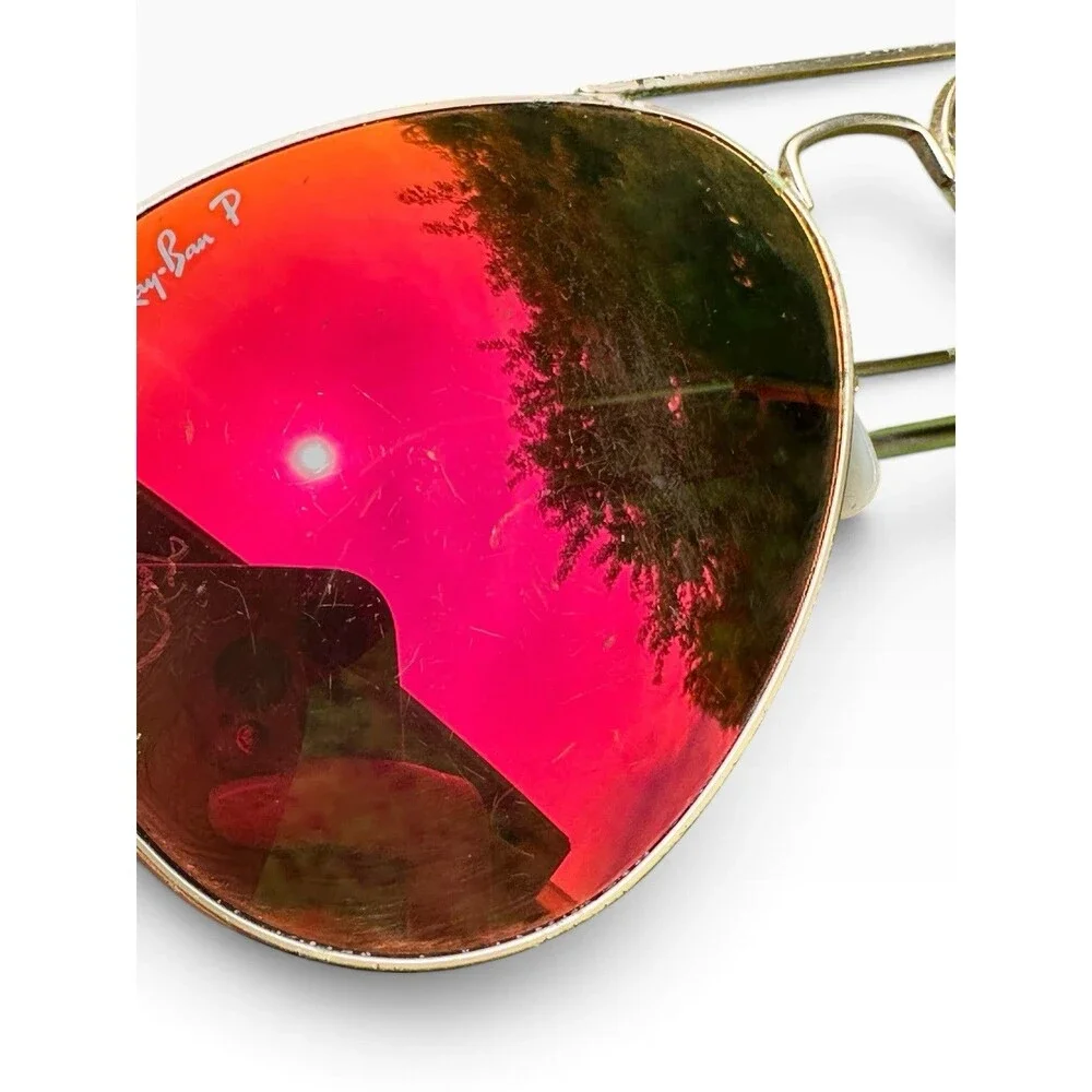 Ray Ban RB3025 Aviator Large Metal Sunglasses Orange Mirror Gold Frame 58mm